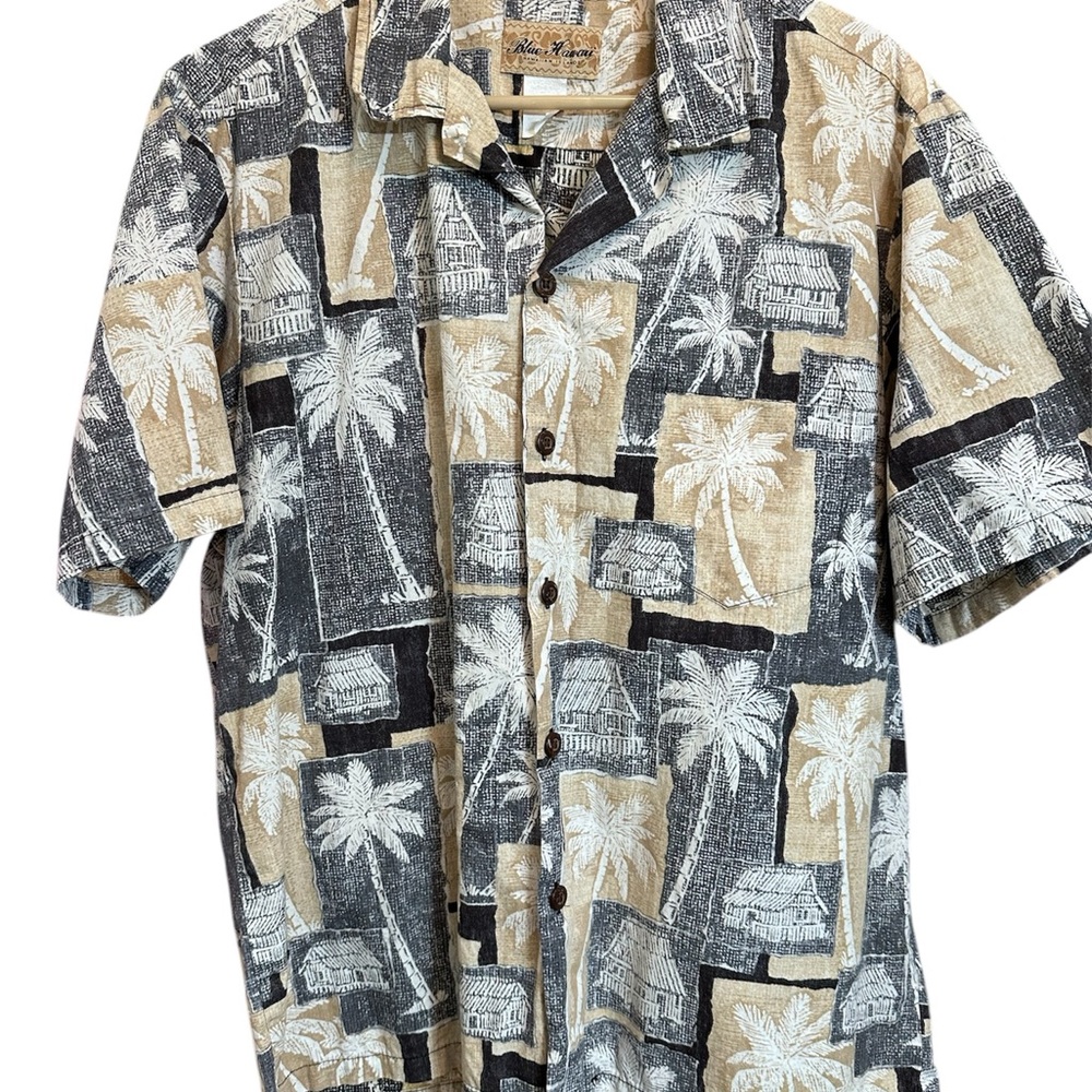 Blue Hawaii Men's Aloha Tropical Print Short Sleeve Cotton Shirt (L)